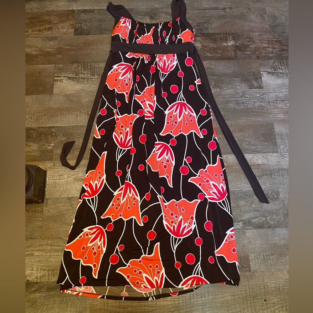 Bisou Bisou Black and Red Floral women’s dress